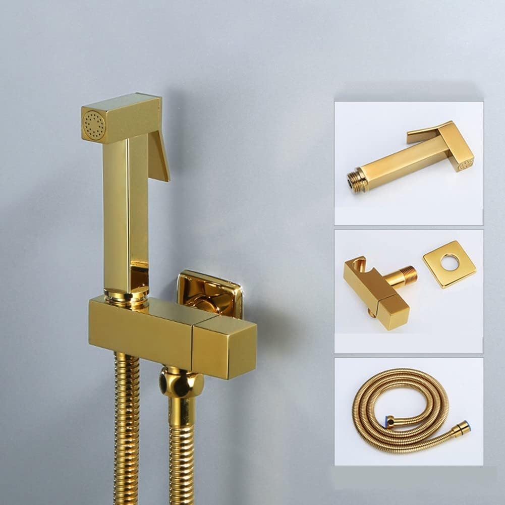 Handheld Toilette Bidet Sprüher, Gold All Copper Square Bidet Wasserhahn, Hygienische Dusche WC für