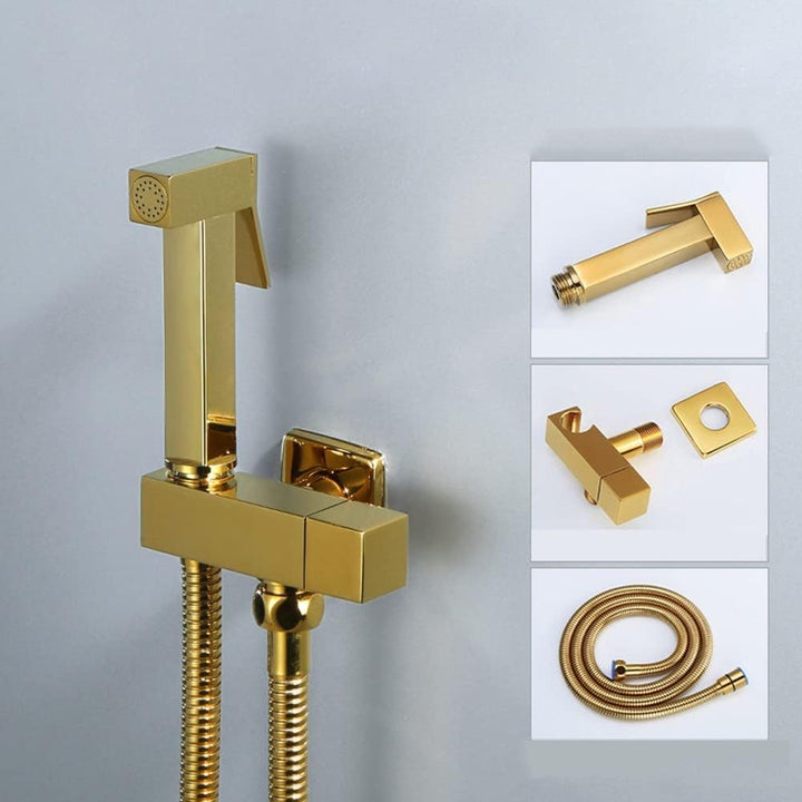 Handheld Toilette Bidet Sprüher, Gold All Copper Square Bidet Wasserhahn, Hygienische Dusche WC für