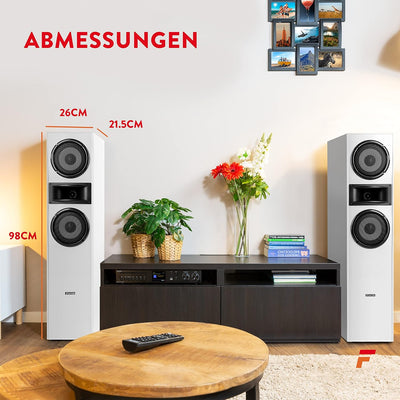 Fenton SHF700W - HiFi Lautsprecher Stereo Set für Ihre Heimkino HiFi Anlage, 400 Watt Standlautsprec