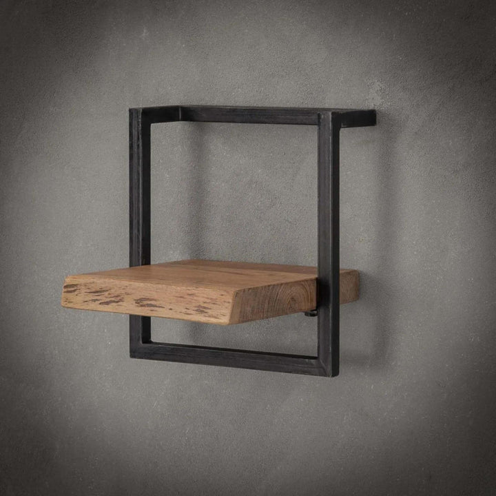 Ringo-Living Vintage Wandregal Holz mit Metall, Deko Holzregal Industrial Regal, Tv Wandregal hängen