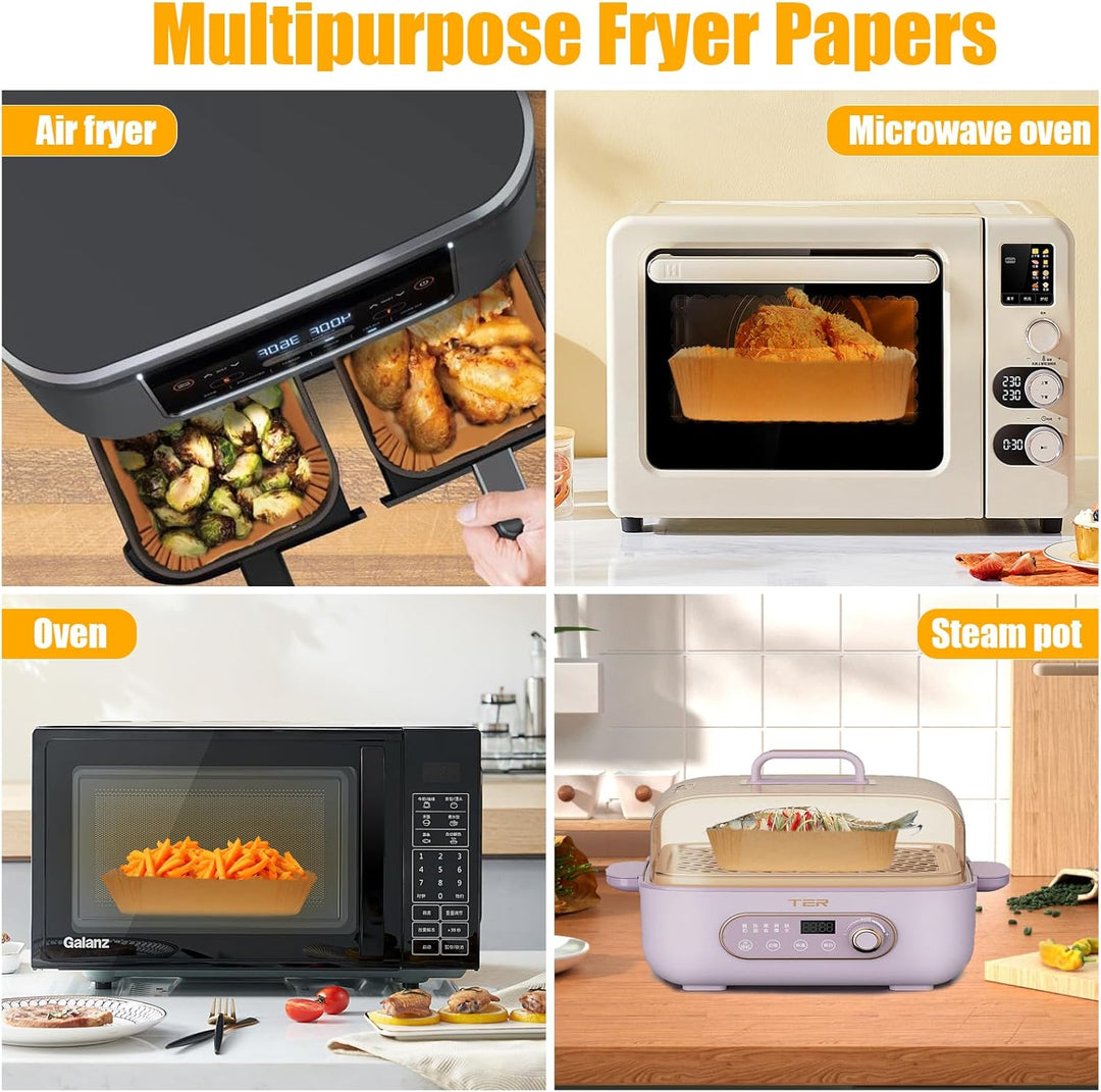 300 Stück Backpapier für Heissluftfritteuse Ninja Dual, 20,5x14CM Stone TH Airfryer mit Doppelkammer
