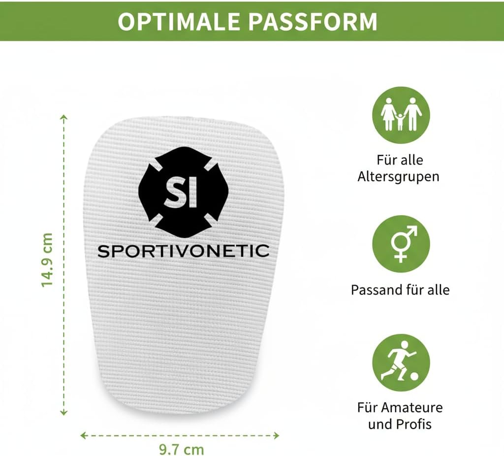 SPORTIVONETIC® High Performance Schienbeinschoner Anpassbar für Erwachsene & Kinder, Damen & Herren