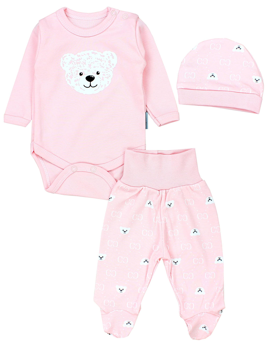 TupTam Baby Mädchen Jungen Bekleidungsset Langarmbody Hose Mütze mit Aufdruck Spruch 3 teilig 50 Bär