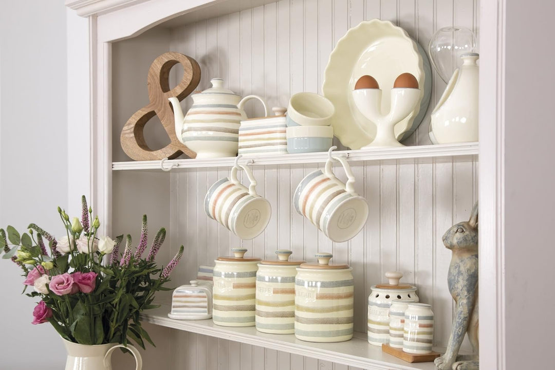 KitchenCraft Classic Collection Gestreifter Keramik Zuckerbehälter als Aufbewahrungsbox - Fassungsve