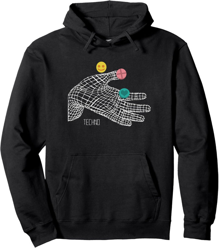 ACID TECHNO - Geometrische Hand - Techno Pullover Hoodie