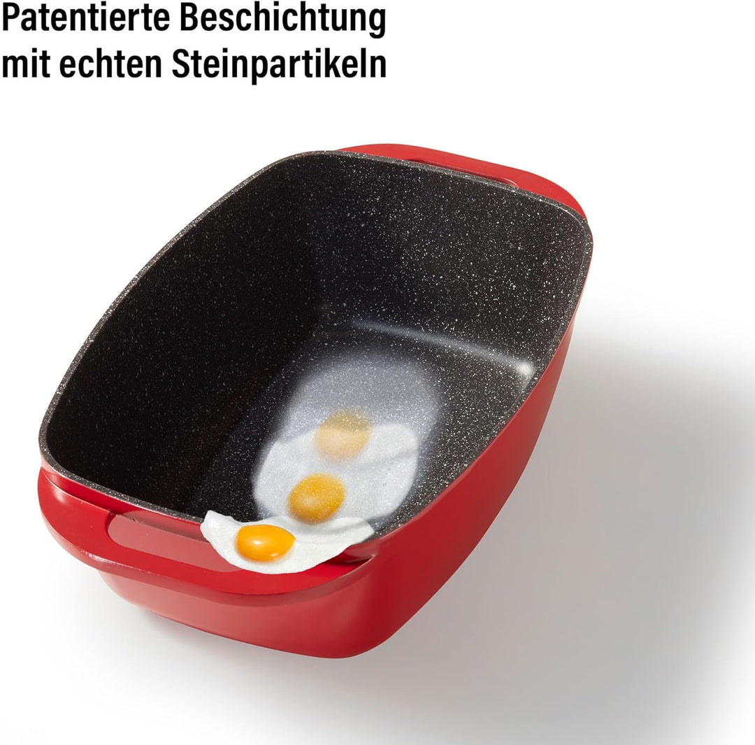STONELINE Bräter Induktion 43 x 26 cm, 7,8 L, Bräter mit Deckel backofengeeignet, Deckel als Auflauf