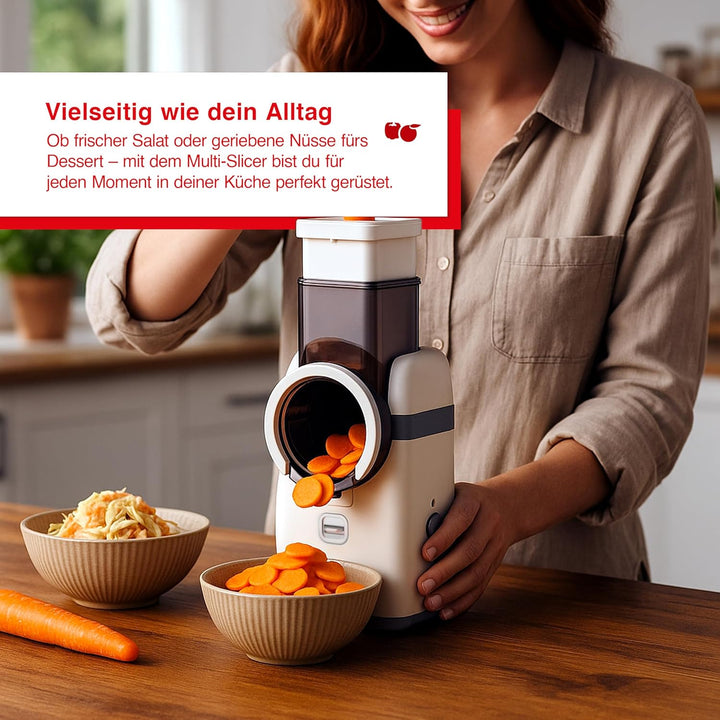 Solis Multi Slicer 5-in-1 Küchenhelfer, mit 5 Schneideeinsätzen für Julienne, Scheiben, Raspel, Reib