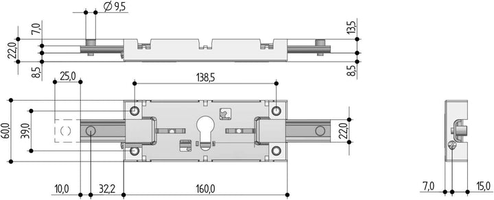 Zentralschloss für Rollladen mit Euro-Profilzylinder