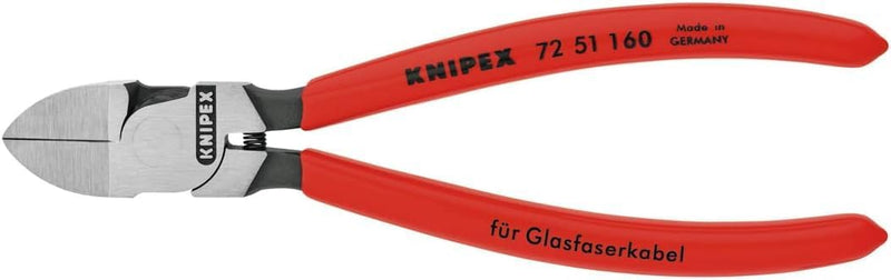 Knipex Seitenschneider für Lichtwellenleiter (Glasfaserkabel) mit Kunststoff überzogen 160 mm 72 51