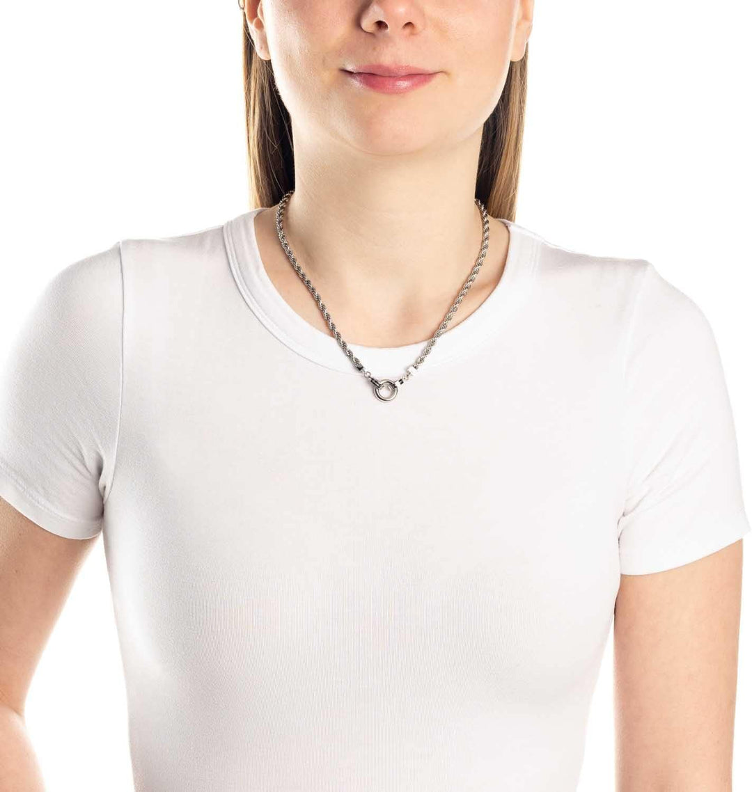Leonardo Jewels Cordula Halskette, Kette aus Edelstahl mit Clip&amp;Mix Verschluss, silber, Anker-Kette
