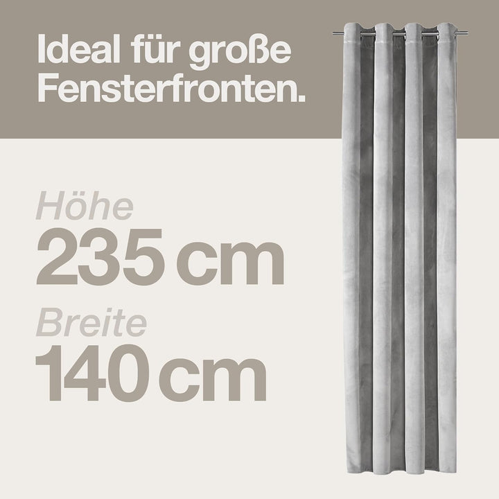 Happy Home Blickdichter Vorhang mit Ösen 140x235 cm – Verdunkelungsvorhang aus Polyester für Wohnzim