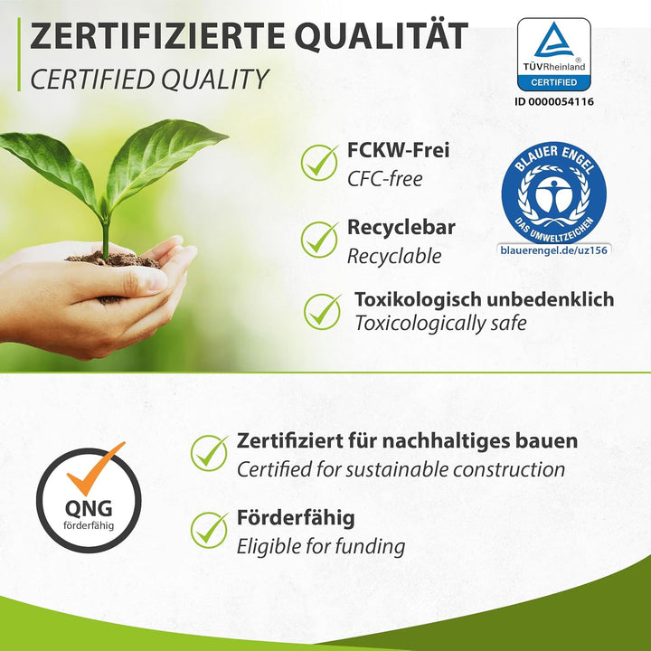 5m² Trittschalldämmung 5mm mit AquaStop, Verlegeunterlage für Parkett & Laminat, Heizfilm-Unterlage