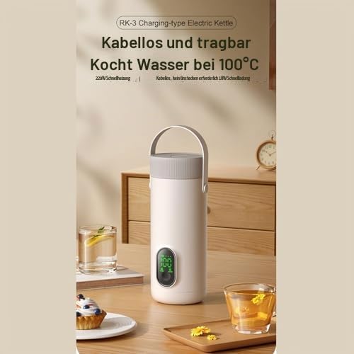 Keenso Reise-Wasserkocher, Edelstahl, Tragbar, 27000 MAh Akku, Schnelles Kochen in 10 Minuten, für C