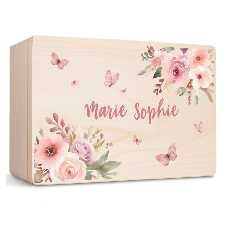 Little Deco Personalisierte Erinnerungskiste Baby, Holzkiste mit Deckel | L - 40 x 30 x 22 cm | Baby