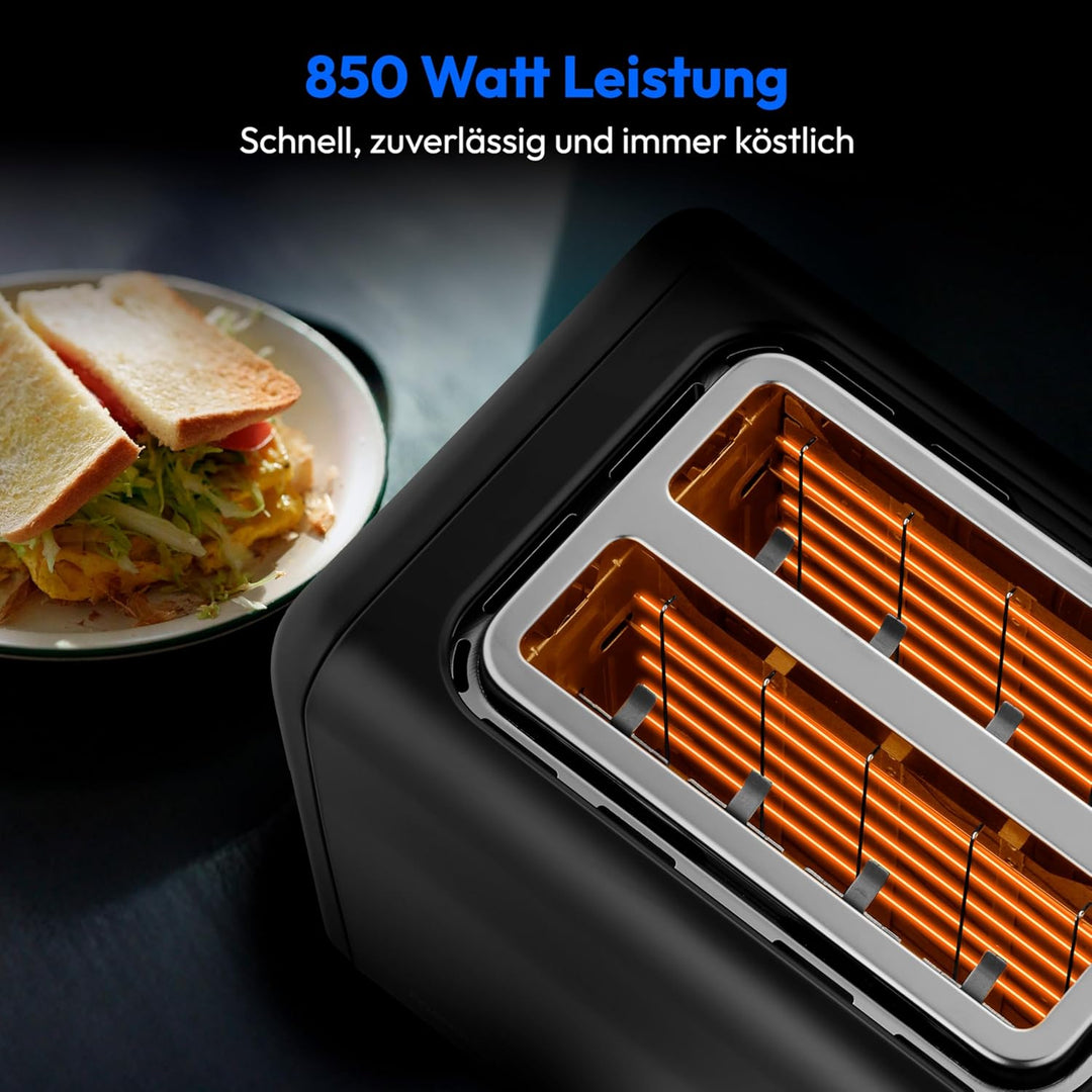 MEDION Toaster 2 Scheiben mit Brötchenaufsatz (7 Bräunungsstufen, 5 Automatikprogramme, 850 Watt, Au