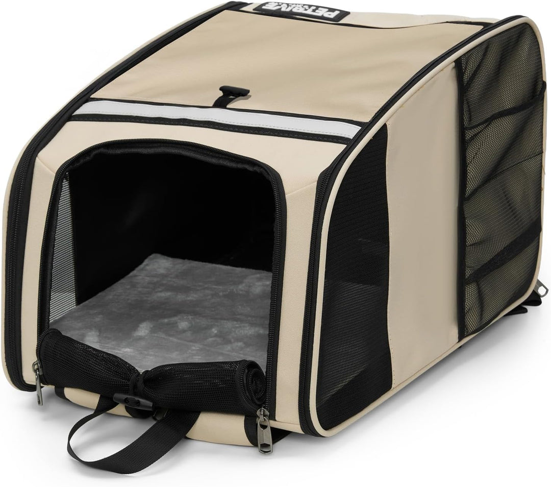 PETRIVE Haustier Rucksack für Katzen und kleine Hunde bis 12 kg, erweiterbar, faltbar, mit verstärkt