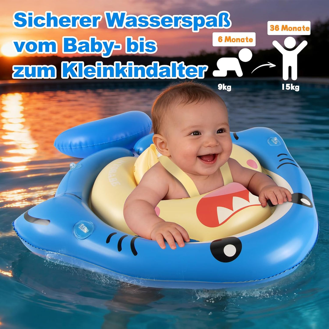 NYOBABE Schwimmring Baby 6-36 Monate, Baby Schwimmring mit UPF50+ Sonnendach ＆ Antikipp-Schwanz, Ver