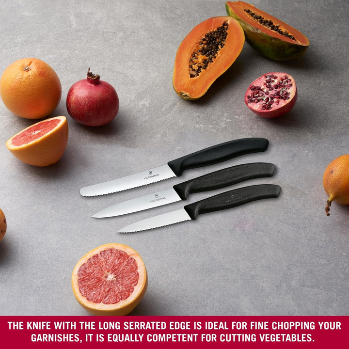 Victorinox Swiss Classic Küchenmesser Set, 3teilig, Gemüse-, Tomaten- und Frühstücksmesser, Rostfrei