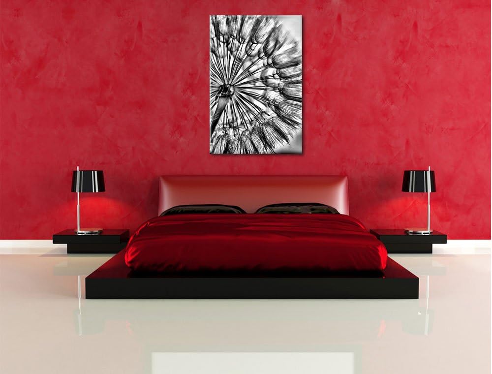 Pixxprint Monocrome, Schöne Pusteblume, Format: 100x70 auf Leinwand, 100x70