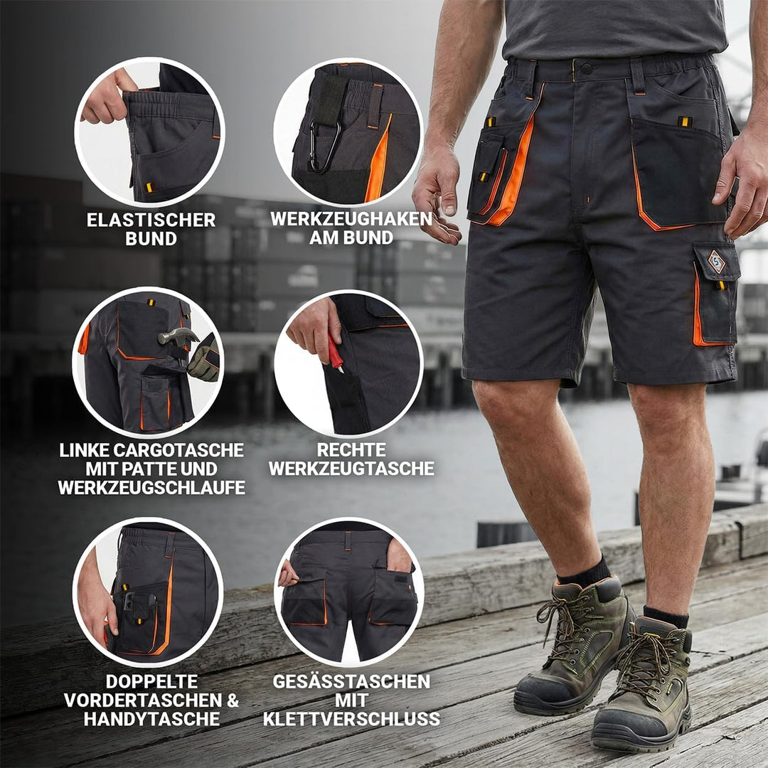 Emerton Arbeitsshorts - Kurze Arbeitshose Herren - Kurze Arbeitshosen Herren - Herren Cargohose Kurz