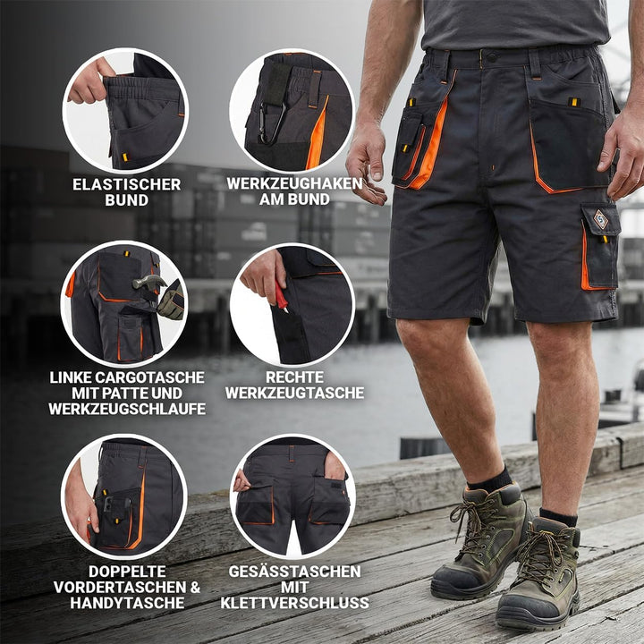 Emerton Arbeitsshorts - Kurze Arbeitshose Herren - Kurze Arbeitshosen Herren - Herren Cargohose Kurz