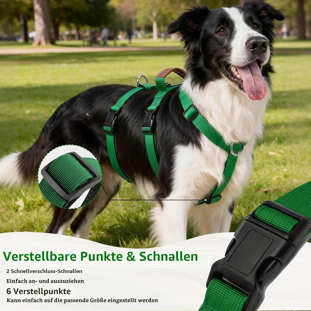 Hundegeschirr Ausbruchsicher, Anti Zug Sicherheitsgeschirr Hund, Verstellbare Brustgeschirr mit Gepo