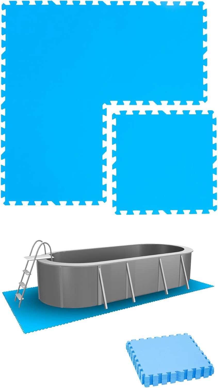 EYEPOWER 1,8m² Poolunterlage aus 8 grossen Matten - 50 x 50 x 1cm Dicke Poolmatte - Pool Unterlage O
