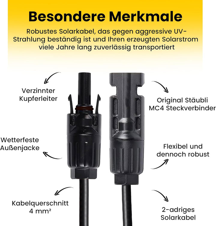 Offgridtec© Solar Connection Kit 2 4mm² - 10m Solarkabel + MC4 Steckverbindungen + Offgridtec Y-Abzw