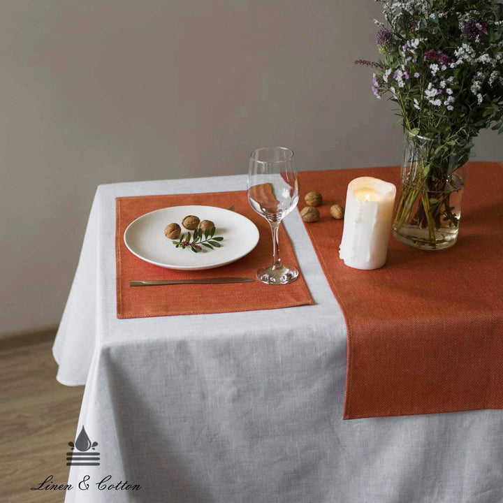 Linen & Cotton Tischsets Platzsets Stoff Tischmatte Pietro - 100% Leinen, Coral Rosa (30 x 45cm, 2 S