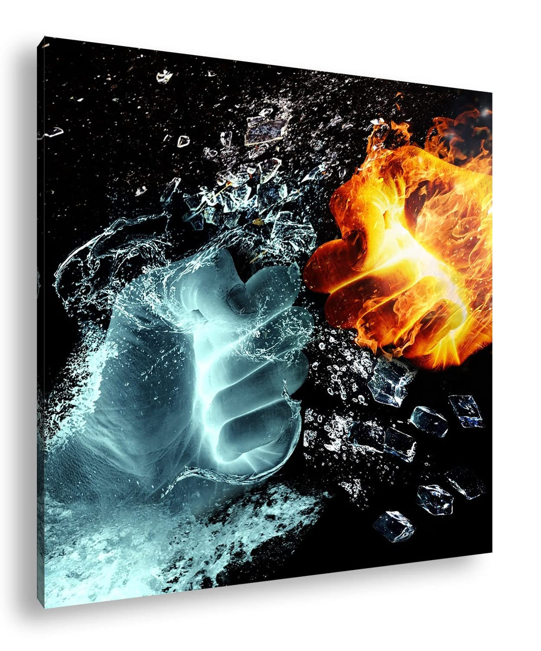 deyoli Feuer und Wasser prallen zusammen Format: 60x60 cm als Leinwandbild, Motiv fertig gerahmt auf