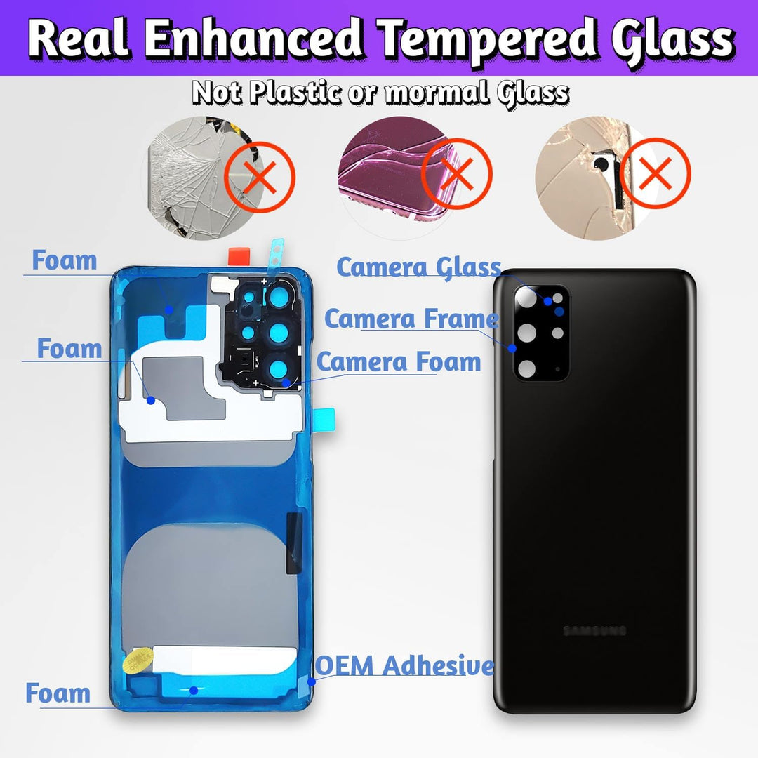 LUVSS Akkudeckel Kompatibel für Samsung Galaxy S20+ Plus Rückseite Glas Deckel Original Backcover Er