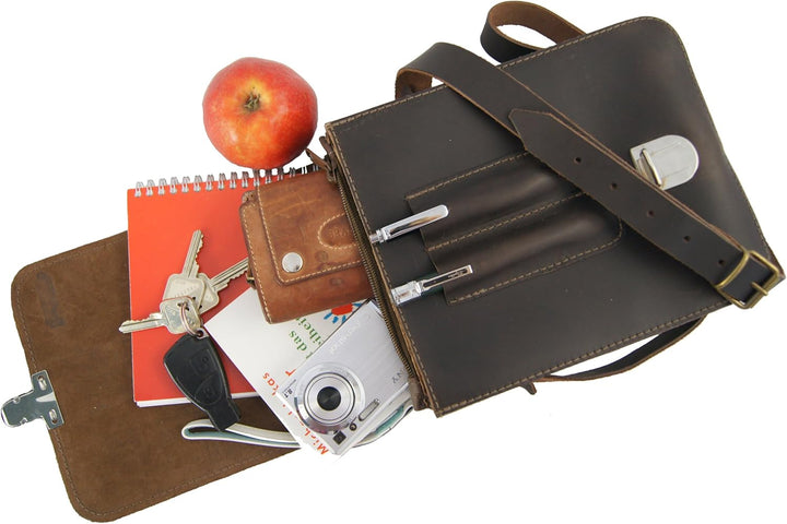 Freiherr von Maltzahn Schultertasche SCOTT Leder braun, Made in Germany