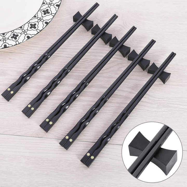 Youda Essstäbchen Wiederverwendbare Chinesische Japanische Alloy Essstäbchen mit Halter, Spülmaschin