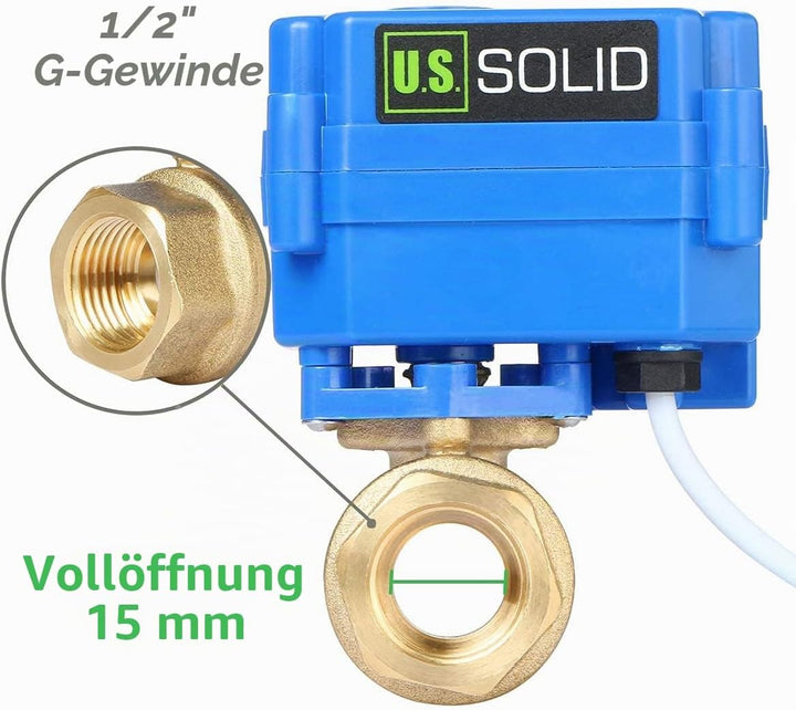U.S. Solid 1/2" Motorkugelhahn Messing Elektrische Zonenventil, 9-24V AC/DC, 3 Drähte Messing
