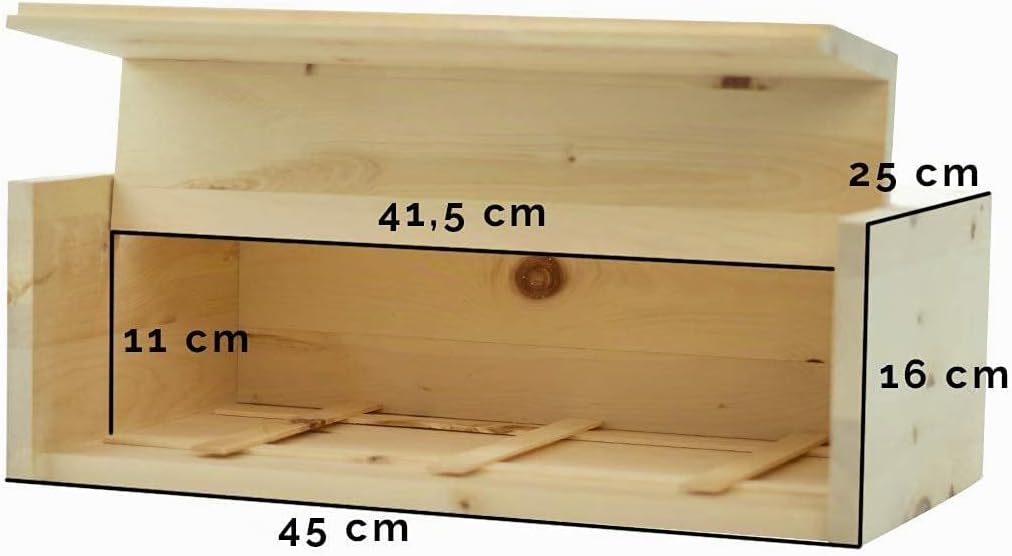 Brotkasten inkl.-Gitter & Bäckerleinen - Masse: 45 x 16 x 25 cm mit Bäckerleinen, mit Bäckerleinen