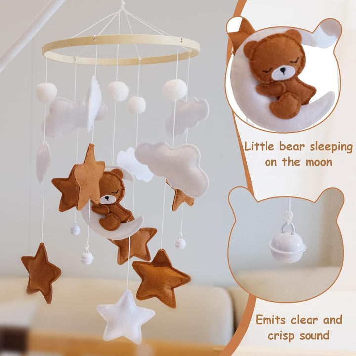 Baby Mobile Für Babybett Bär Wolke, Mobile Babybett Für Mädchen Und Jungen, Baby Mobiles Spielzeug,