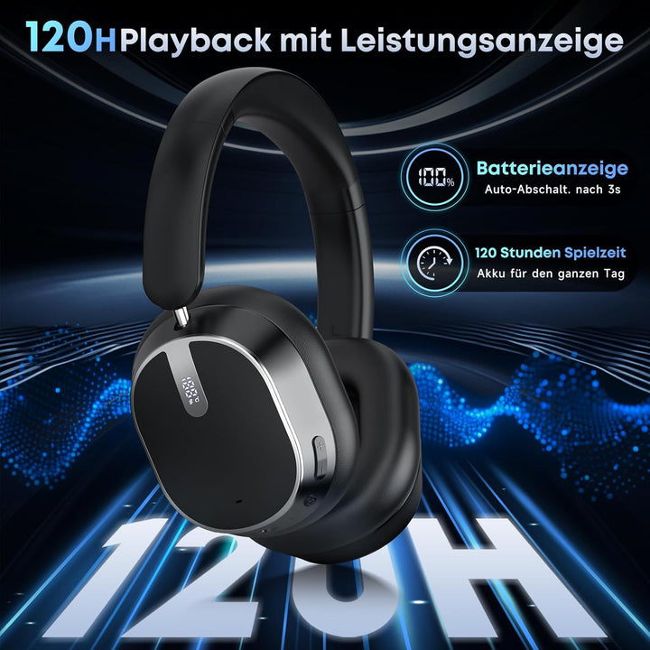 Bluetooth-Kopfhörer mit hybrider aktiver Geräuschunterdrückung, Kabellose Over-Ear-Kopfhörer mit Blu