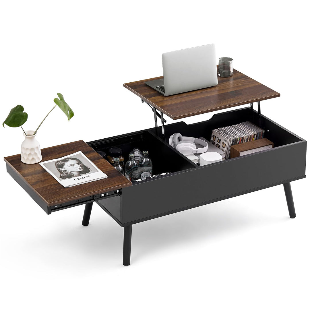 JanflyHome Höhenverstellbarer Couchtisch, Couchtisch mit Höhenverstellbarer Platte Lift Top, 2 Verst