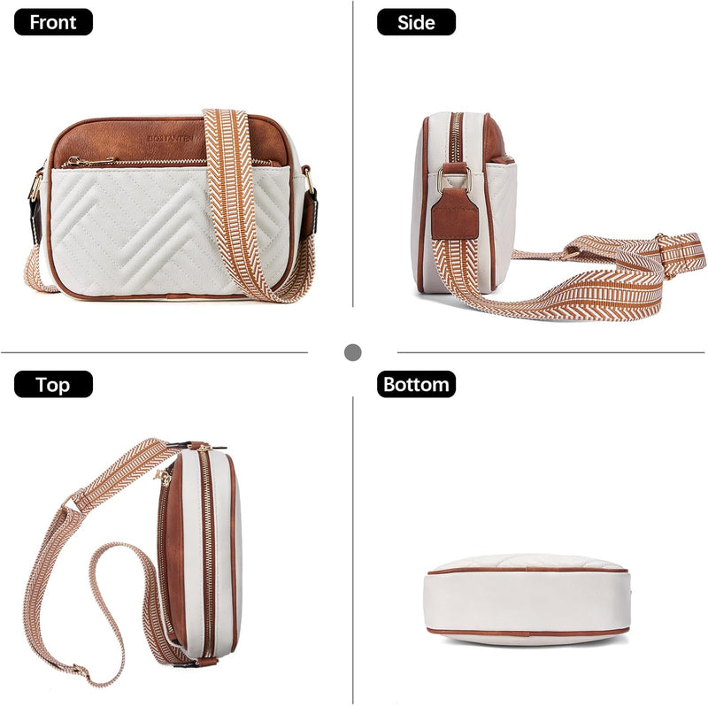 BOSTANTEN Damen Handy Umhängetasche, Crossbody Bag mit verstellbarem Breiter Gurt, PU Leder Gesteppt