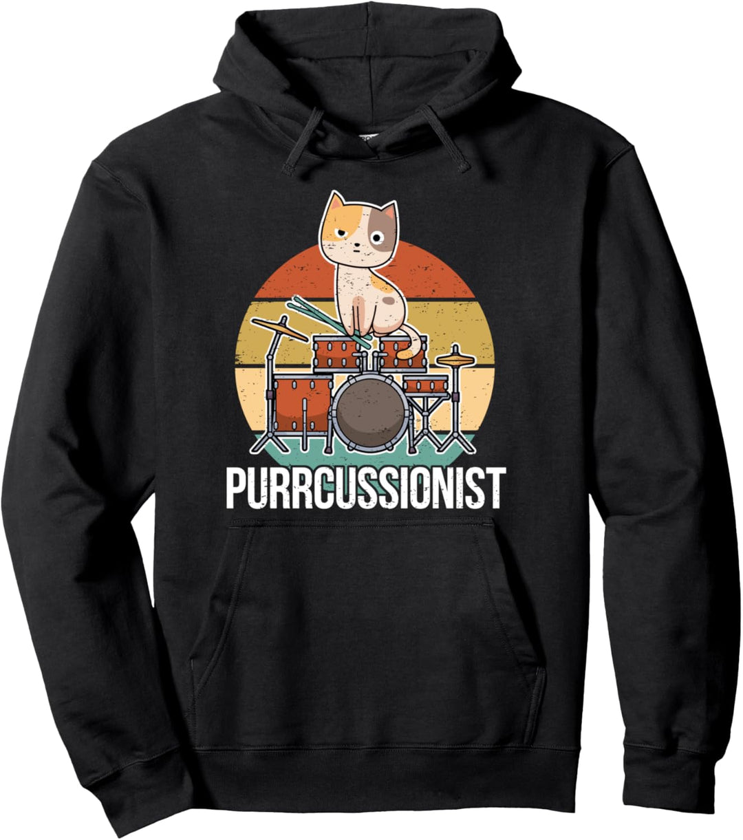 Top Schlagzeug Drummer Percussion Trommeln Spruch I Katze Pullover Hoodie