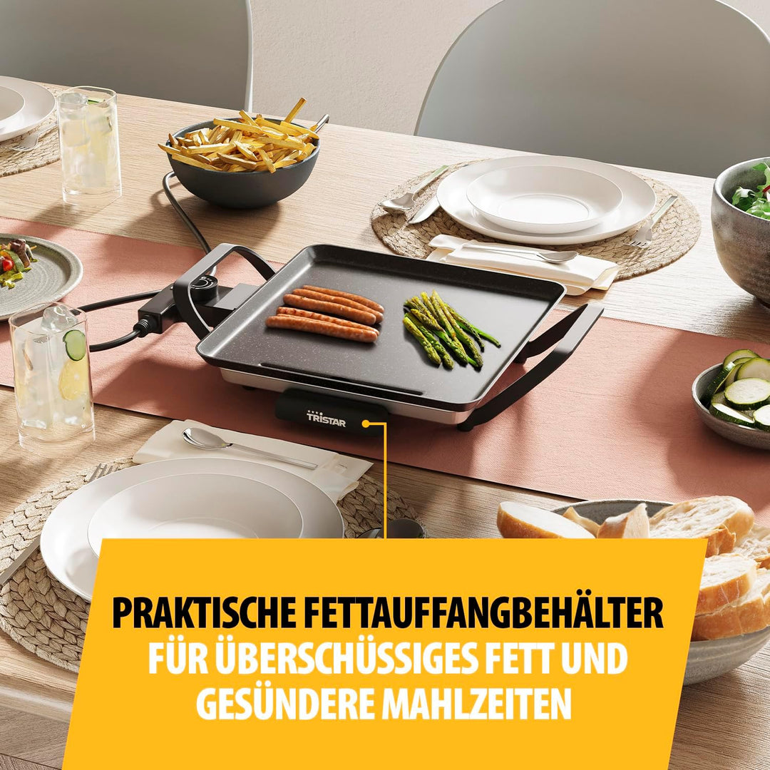 Tristar Tischgrill slim S - Eine Backfläche von 28 x 28 cm - Einstellbarer Thermostat - Antihaftbesc