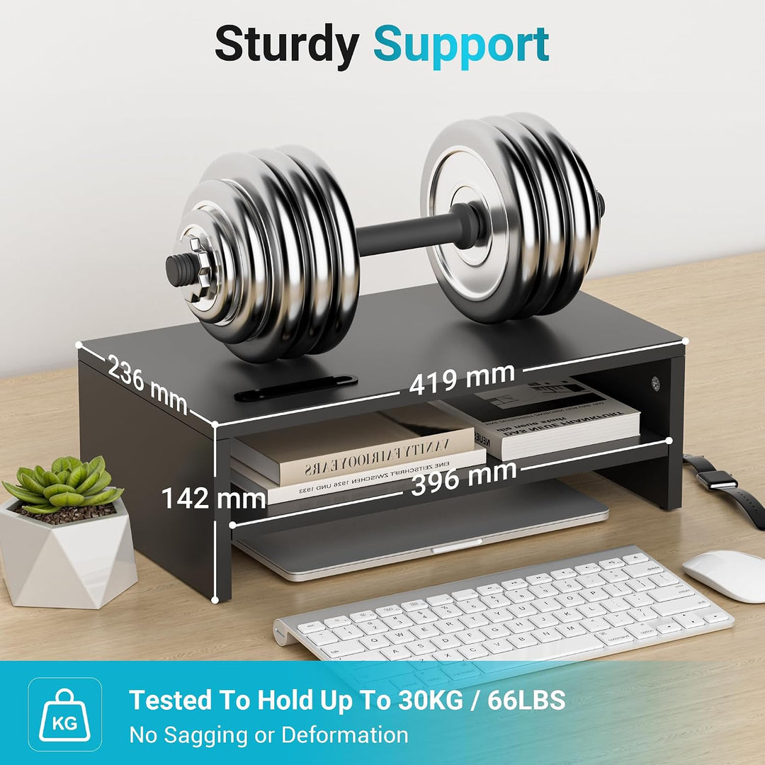 BONTEC Monitorständer, Unterbau Bildschirm, PC Bildschirm Ständer mit Handyhalter, Ergonomischem Lap