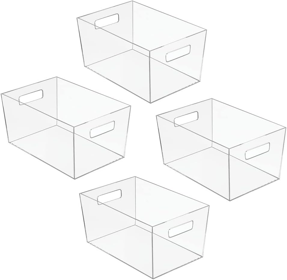 mDesign 4er-Set Ablagebox mit integrierten Griffen – grosse Aufbewahrungsbox für Make-up, Handtücher