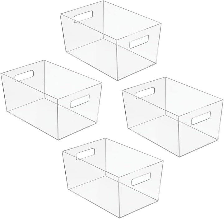 mDesign 4er-Set Ablagebox mit integrierten Griffen – grosse Aufbewahrungsbox für Make-up, Handtücher