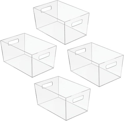 mDesign 4er-Set Ablagebox mit integrierten Griffen – grosse Aufbewahrungsbox für Make-up, Handtücher