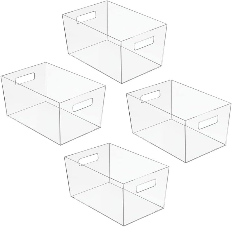 mDesign 4er-Set Ablagebox mit integrierten Griffen – grosse Aufbewahrungsbox für Make-up, Handtücher