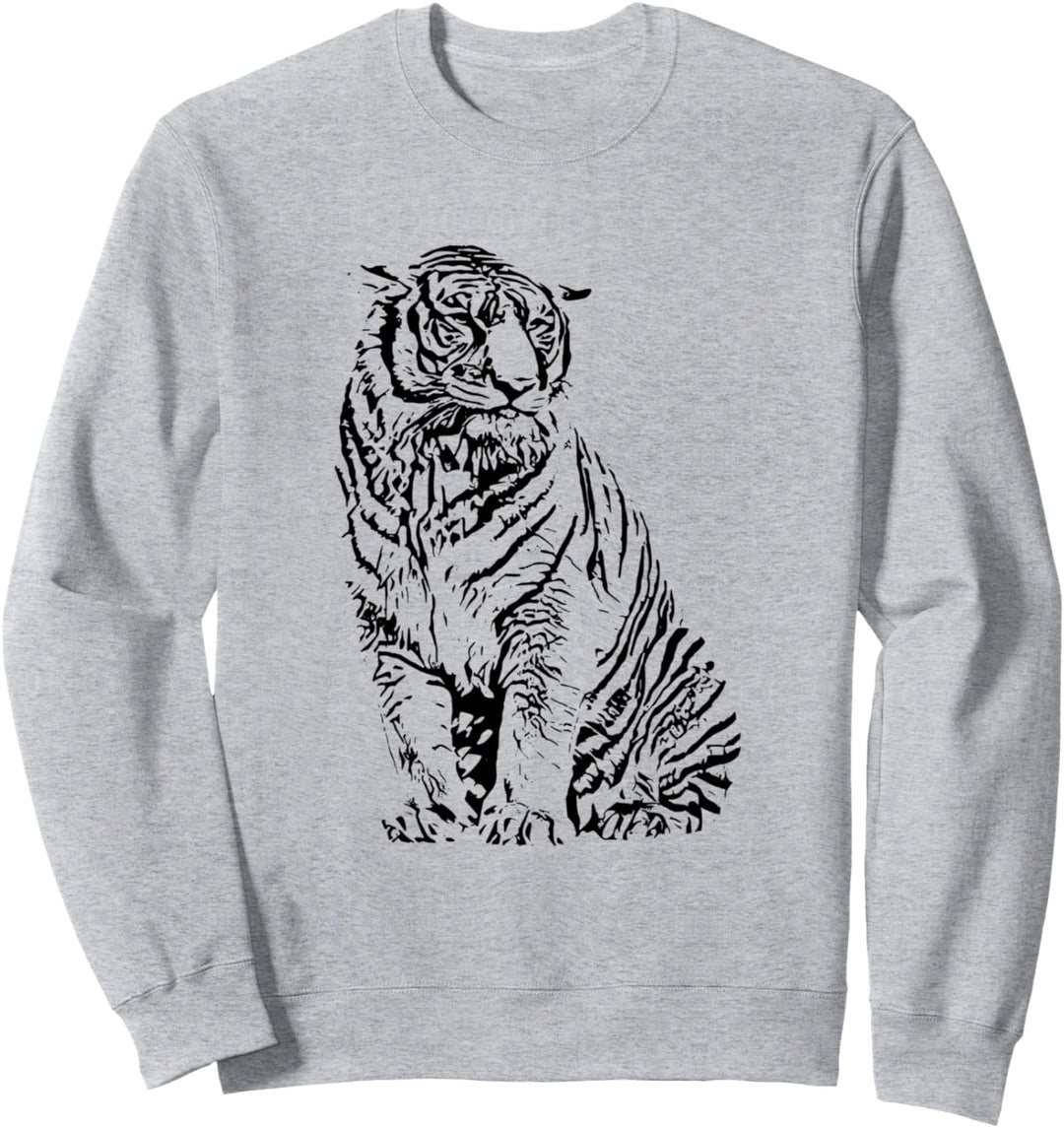 Tiger Motiv Raubkatzen Dschungel Katzen Zähne Krallen Tiger Sweatshirt