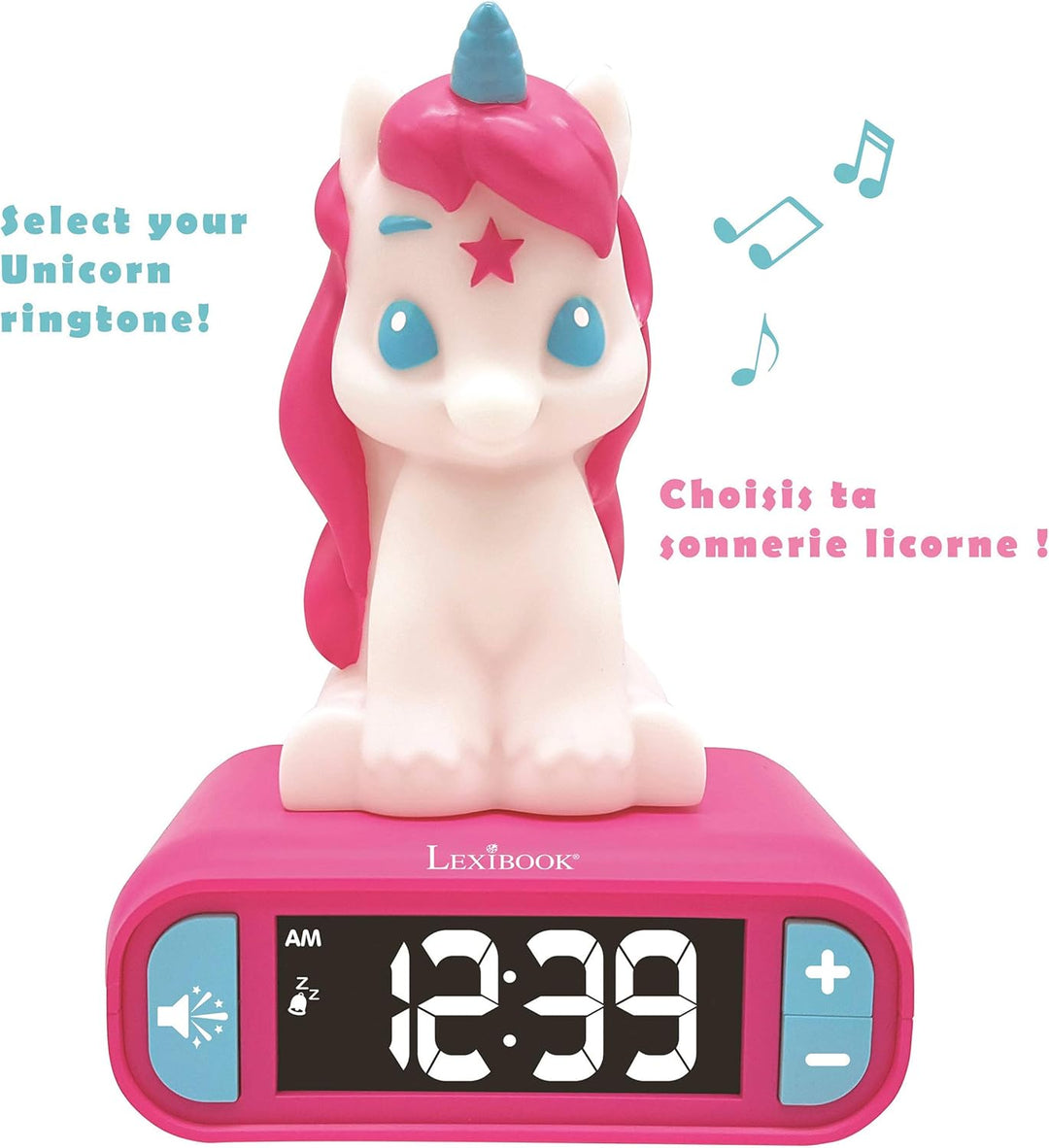 Lexibook -RL800UNI Nachtlicht für Kinder, leuchtend, Einhorn-Soundeffekte, Uhr, Alarm für Mädchen, S