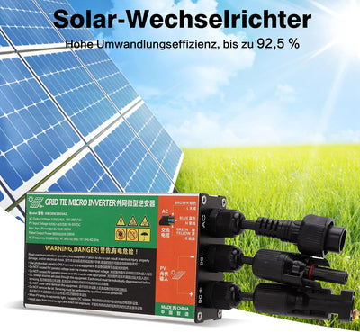 BuyWeek 300W Wechselrichter, MPPT Solar Grid Tie Inverter IP55 Wasserdichter Micro Wechselrichter Re