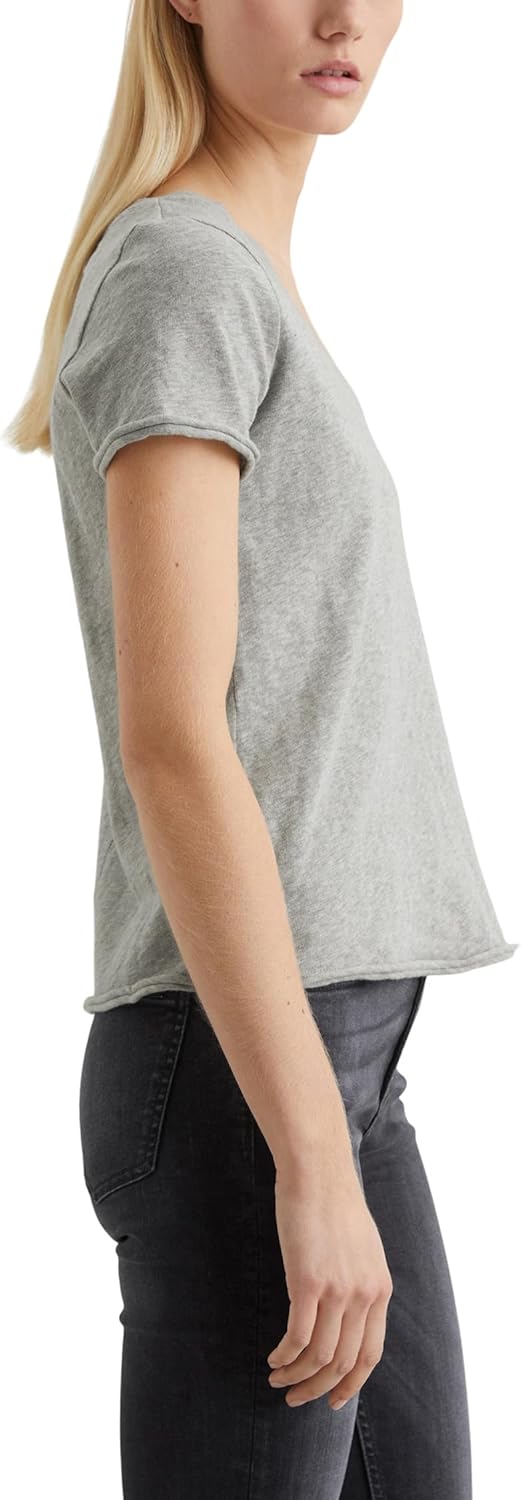Marc O'Polo Denim Damen T-Shirt aus Bio-Baumwolle mit V-Ausschnitt XXS Grau, XXS Grau